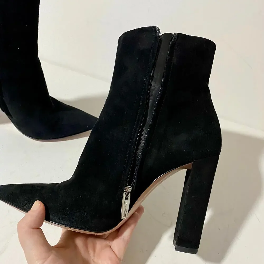 Gianvito Rossi Piper 85 Black Suede Heeled Ankle Boots Heels sz 39.5 Lyell - Picture 5 of 12